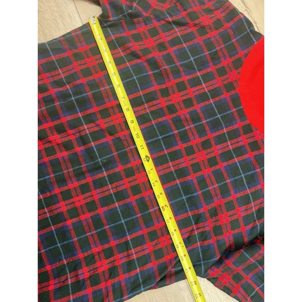 VTG LL BEAN Nightgown Women's Small Long Flannel Turtleneck Plaid Red Blue Black